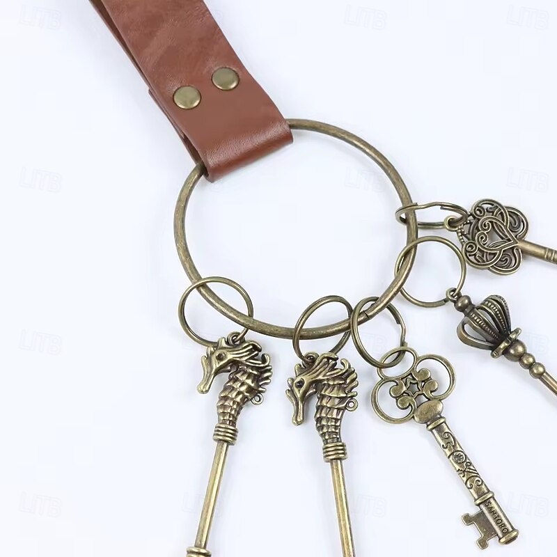 Retro Vintage Medieval Renaissance Keys Set with PU Keychain Viking Celtic Knight Fancy Dress Men's Women's Unisex Viking Fantasy Halloween Carnival Performance LARP Ren Faire Adults All Seasons3