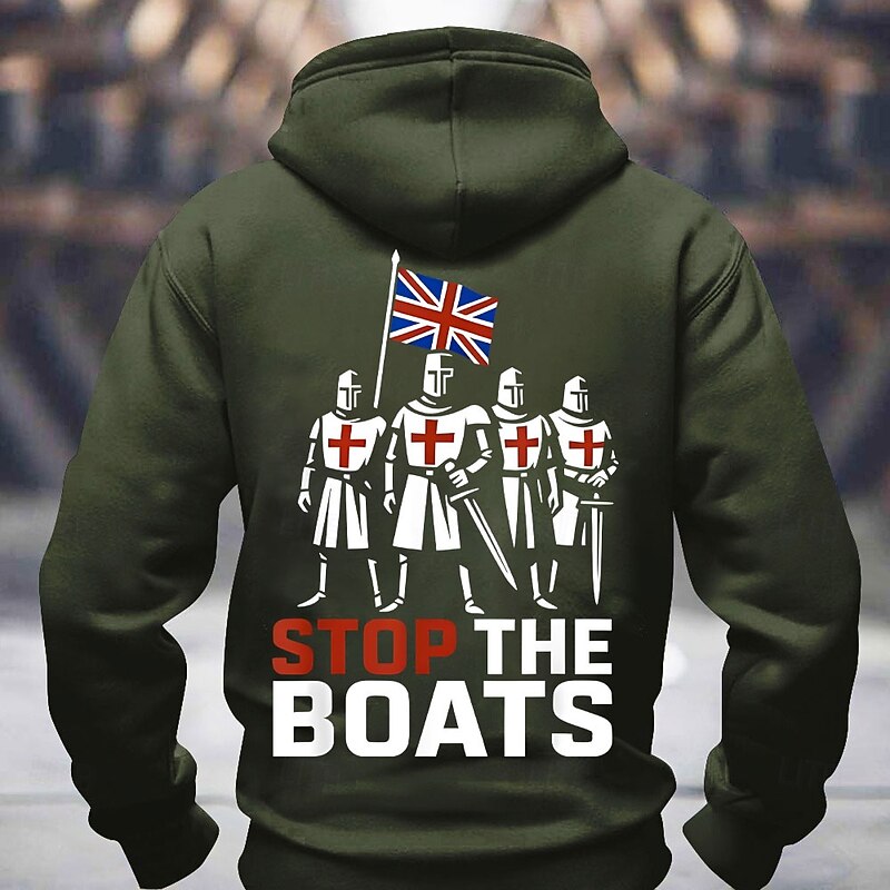 Men's Flag Knights Templar UK Hoodie Sweatshirt Sports Fashion Crew Neck Outdoor Office Streetwear Black Blue Drawstring 3D Fall Winter Designer4