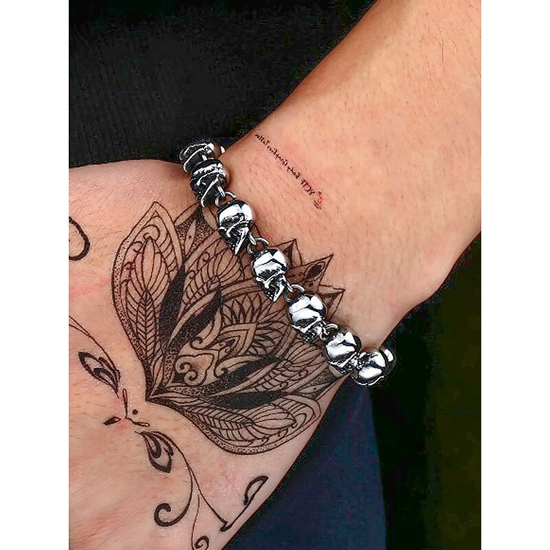 Men's Halloween Skull Bracelet – Gothic Punk Alloy Chain Jewelry for Parties, Concerts and Cosplay