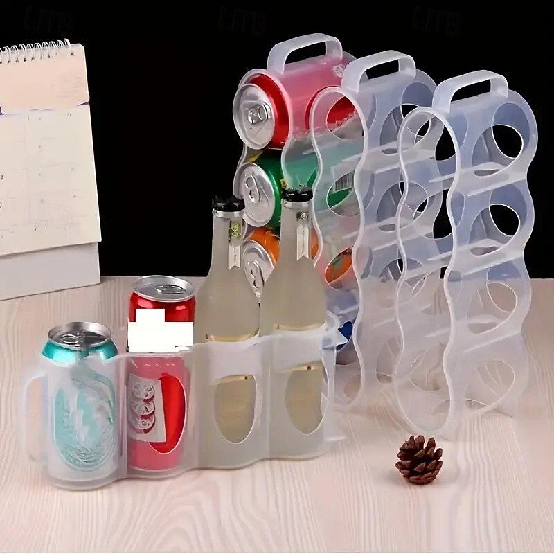 4-Compartment Transparent Plastic Can Storage Box, Portable Soda Can Organizer for Kitchen Counter, Cabinet, and Refrigerator, Kitchen Storage Container and Accessory4