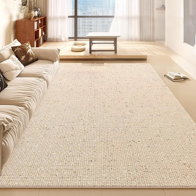 Solid Color Area Rug, Luxury Minimalist Carpet for Living Room or Sofa, Waterproof Easy-Clean Stain-Resistant Floor Mat