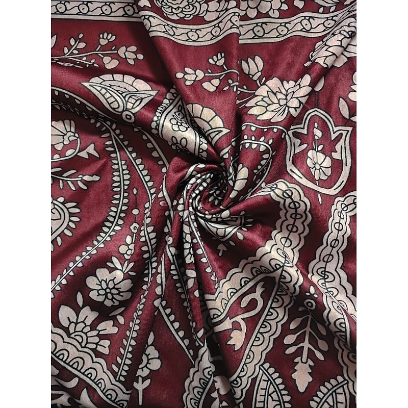 Women's Winter Coat Trench Coat Lightweight Comfortable Print Open Front Vintage Fashion Casual Boho Vintage Geometric Vacation Casual Long Collarless Regular Fit Long Sleeve Outerwear Red Blue Purple3