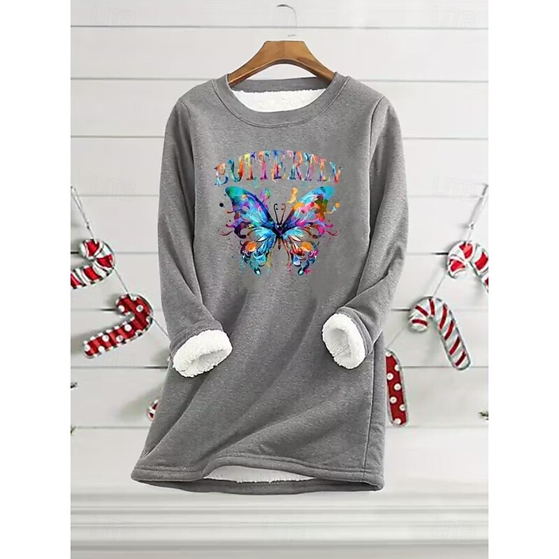 Women's Pullover Sweatshirt Graphic Letter Warm Casual Fuzzy Long Sleeve Crew Neck Round Neck Regular Tops Street Casual Light Pink Black Yellow Red Blue Spring Fall Winter3