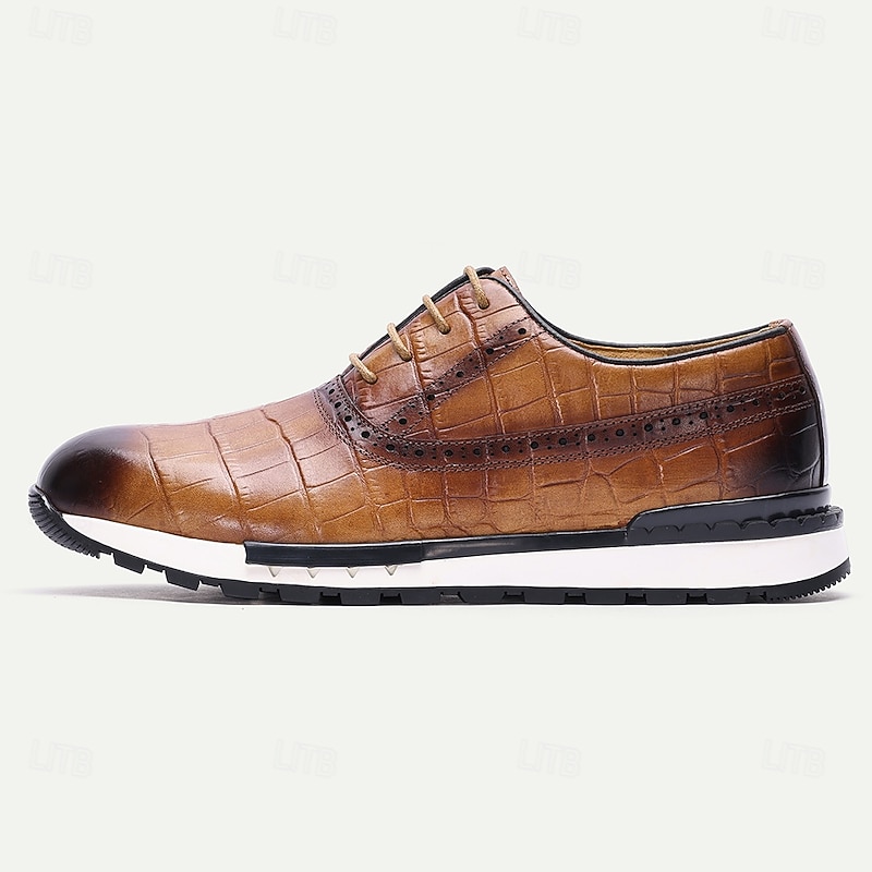 Men's Genuine Leather Casual Sneakers with Lace-Up Design, Comfortable Low Top Sport Style for Daily Wear, Travel, Walking and Outdoor Activities3