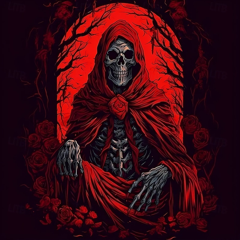 Men's Skull Floral / Flower Day of the Dead Shirt Button Up Shirt Long Sleeve Dark Punk Gothic Style Outdoor Holiday Summer Spring Turndown 3D Print Collared Shirts Red Purple3