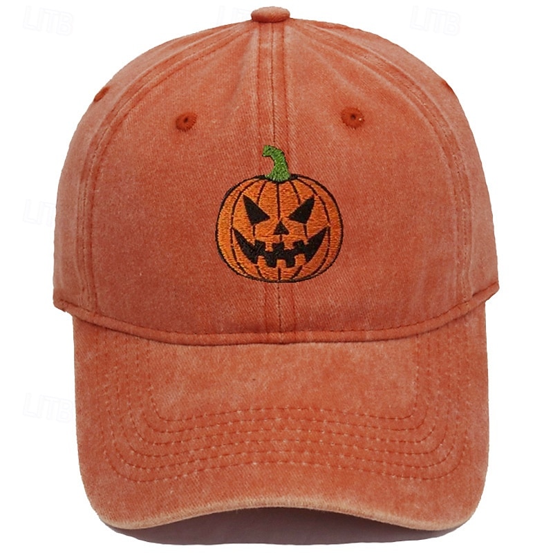 Men's Baseball Cap Sun Hat Trucker Hat Black Orange Cotton / Polyester Embroidered Fashion Casual Daily Halloween Party Pumpkin Adjustable Sunscreen Breathable4
