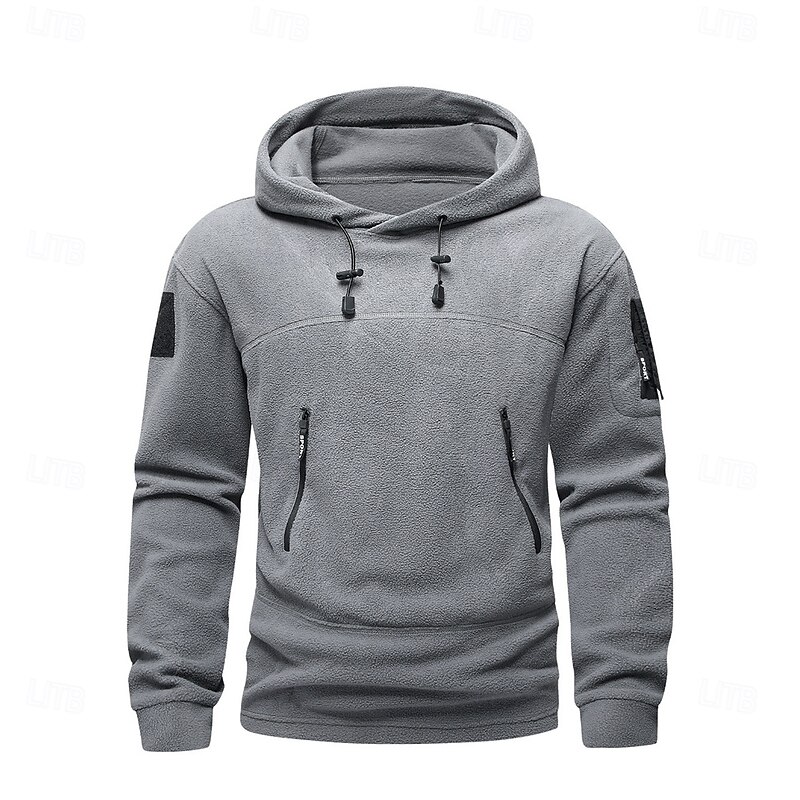 Men's Hoodie Fleece Hoodie Black Army Green Gray Hooded Plain Pocket Sports & Outdoor Daily Holiday Polyester Streetwear Basic Casual Fall Winter Clothing Apparel Hoodies Sweatshirts2