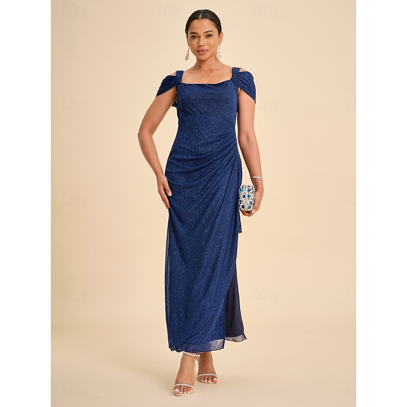 Women's Maxi Dress Sheath Dress Elegant Party Birthday Solid Color Sleeveless Square Neck Royal Blue Summer4