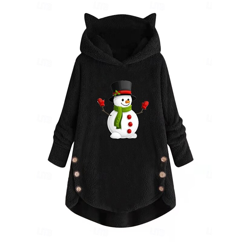 Women's Pullover Hoodie Sweatshirt Snowflake Casual Long Sleeve Hooded Crop Tops Street Dailywear Casual Pocket Print Black Pink Wine Gray Fall Winter4