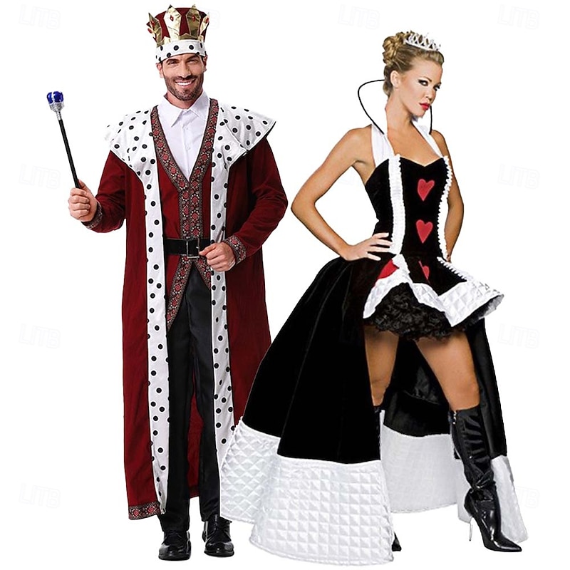 King Queen of Hearts Red Queen Halloween Fancy Costume Halloween Group Couples Costumes Alice in Wonderland Carnival Costume Cosplay Adults' Couple's Men's Women's Halloween Carnival Performance Stage