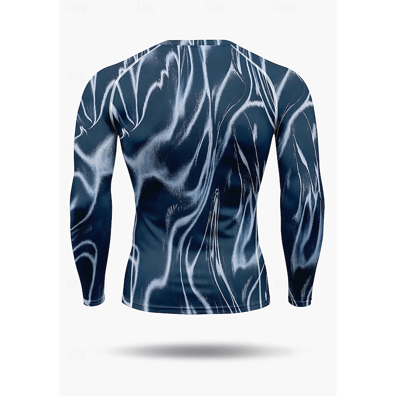 Men's Compression Shirt Running Shirt 3D Print Long Sleeve Base Layer Striped Quick Dry Compression Power Flex Moisture Wicking Gym Workout Active Training Exercise Sportswear Activewear Blue2