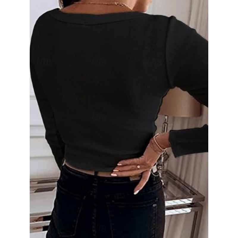 Women's Blouse Solid Color Stylish Casual Long Sleeve Regular Tops Daily Black White Pink Gray Spring Fall3
