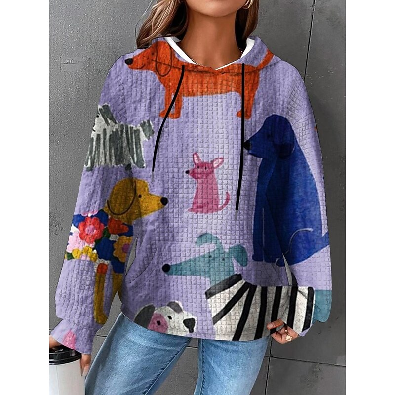 Women's Pullover Hoodie Sweatshirt Striped Casual Long Sleeve Hooded Regular Tops Street Dailywear Pocket Print White Dark Green Purple Green Fall Winter4
