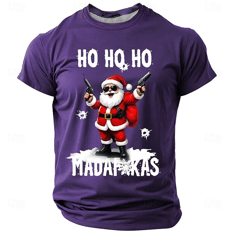 Men's Santa Claus Funny Slang T Shirt Short Sleeve T shirt 3D Print Crew Neck Shirt Fashion Daily Street Daily Black Red Blue Summer Spring Clothing Apparel S M L XL XXL XXXL4