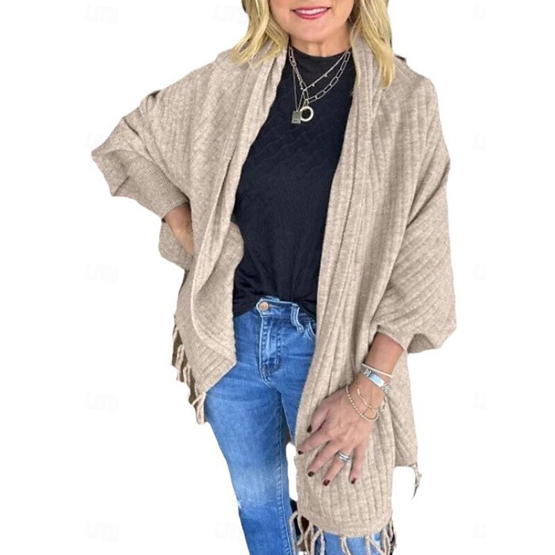 Cape Elegant Keep Warm Long Sleeve Cotton Wedding Wraps With Tassel For Wedding Spring