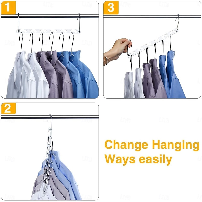 5 Pack Space Saving Hangers for Clothes, Heavy Duty Hanger Organizer 30 Lbs Capacity, Metal Magic Hanger, Sturdy Multi Hangers, Closet Space Saver Closet Organizers and Storage3