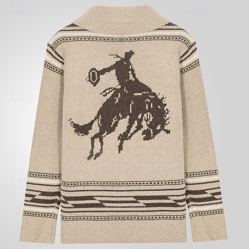 Men's Sweater Cardigan Sweater Fair Isle Sweater Ribbed Knit Regular Tops Knitted Plain Turndown Vacation Fashion Casual Daily Wear Clothing Apparel Fall Spring &  Fall khaki M L XL4