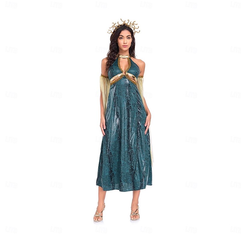 Ancient Greek Roman Fancy Costume Toga Dress Medusa Goddess Fancy Dress Women's Fantasy Halloween Carnival Performance Adults' Dress3