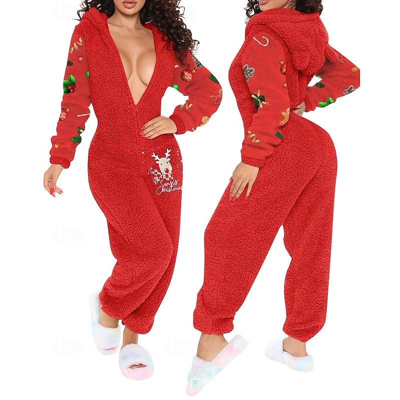 Women's Onesie Casual Comfort Comfrt Pure Color Pocket Christmas Home Long Sleeve Hoodie Pink Wine Red Fuchsia Brown Spring Fall Winter4