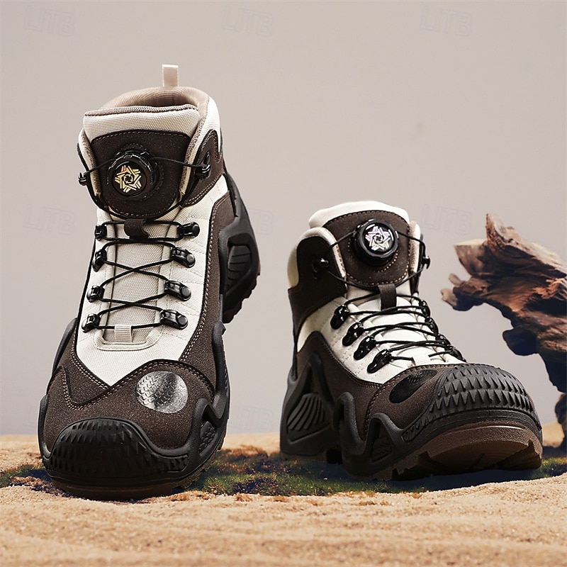 Men's High-Top Hiking Trekking Boots with Contrast Panels, Durable Lace-Up Design, Rugged Anti-Slip Outsole, Outdoor Adventure and Mountain Climbing Footwear4