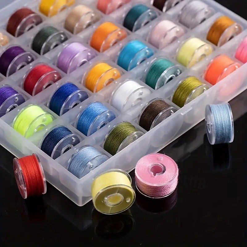 25pcs Colorful Sewing Thread Spools with Storage Box – Practical, Easy to Install, Replacement for Home Sewing Machines