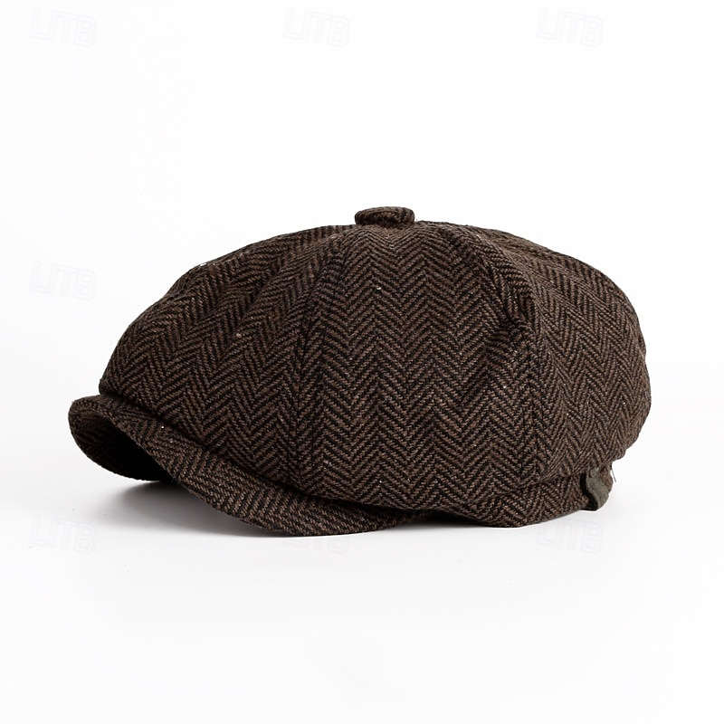 Men's Flat Cap Ascot Hat Newsboy Hat Black Coffee Polyester Fashion Casual Street Daily Plain Adjustable Sunscreen Breathable4