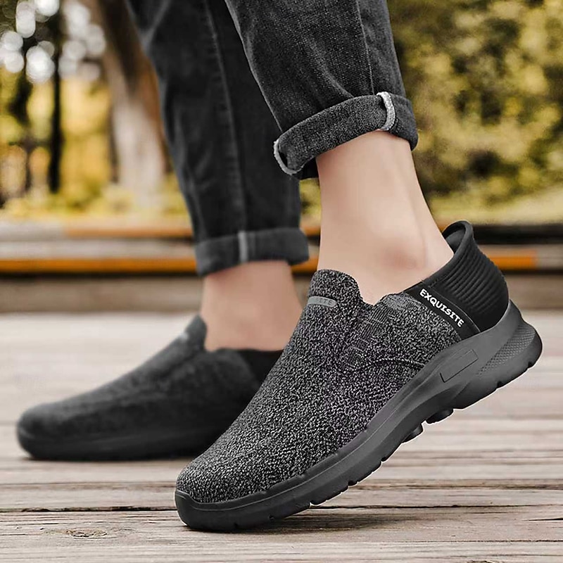 Men's Lightweight Slip-On Walking Shoes – Breathable Knit Upper with Cushioned Sole, Casual Comfort Sneakers for Travel, Outdoor Leisure and Daily Wear4