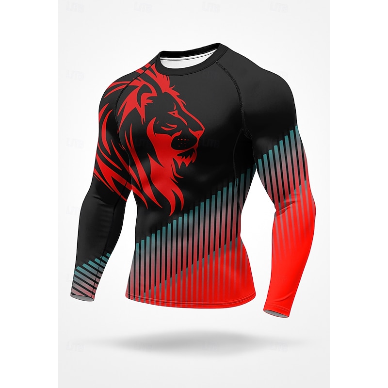 Men's Running T-Shirt Athletic Shirt Gym Shirt Fitness Shirt Workout Shirt Long Sleeve Tee Tshirt Geometric UPF 50 UV Resistant Soft Sweat wicking Mountain Bike / MTB Gym Workout Mountain Bike MTB