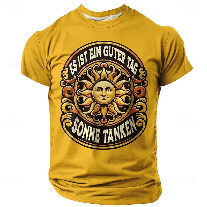 Men's Funny Slang German T Shirt Short Sleeve T shirt 3D Print Crew Neck Shirt Fashion Daily Street Daily Black Yellow Red Summer Spring Clothing Apparel S M L XL XXL XXXL