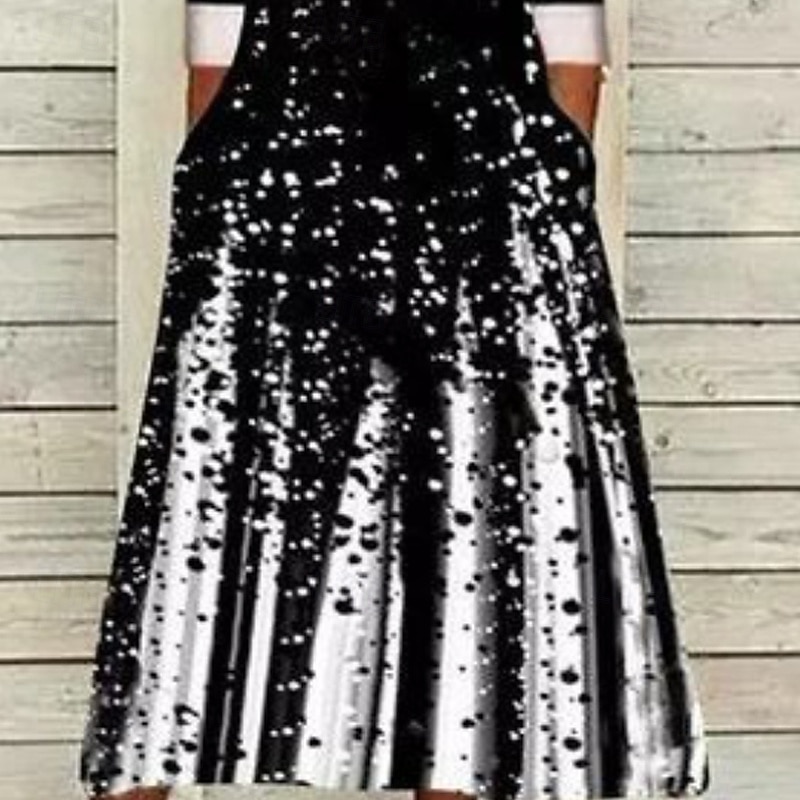 Women's Midi Dress Black Dress Cocktail Dress Formal Dress Print Dress Modern Outdoor Going out Weekend Regular Fit Color Gradient 3/4 Length Sleeve V Neck Black And White Black Spring Fall4