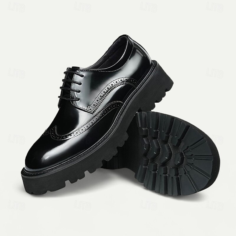 Men's Black and Brown Brogue Oxford Shoes Classic Lace-Up Business Formal Footwear for Office, Banquets and Special Occasions4