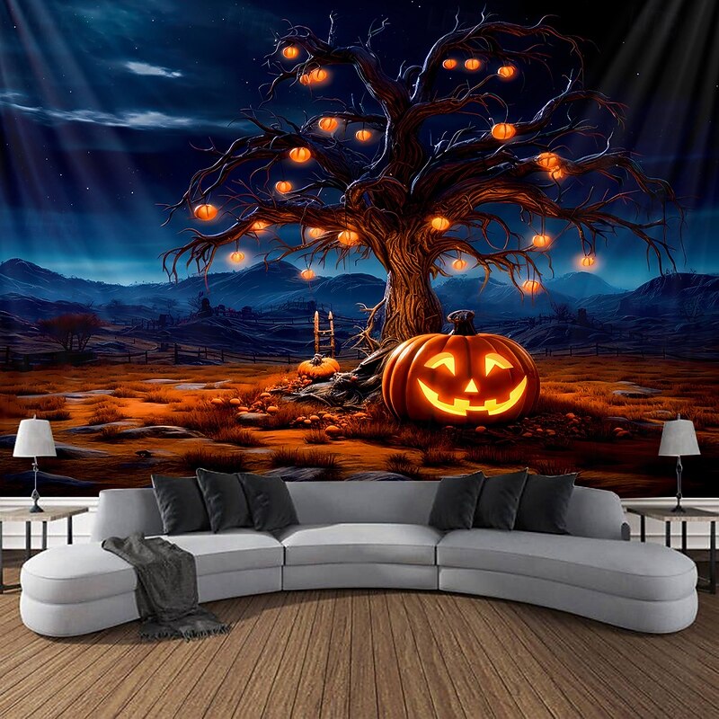Halloween Tapestry Banners Blanket Pumpkin Tree Dark Punk Gothic Style Party Dorm Teens Room Guys Man Cave Frat Bedroom Shooting Backgrounds Home Decor