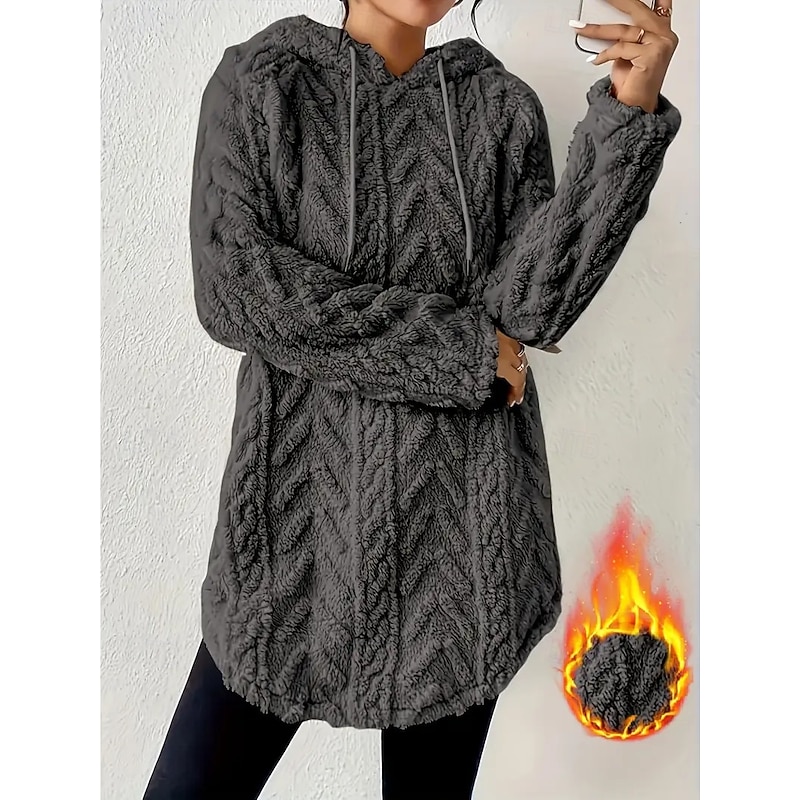 Women's Sweater Casual Soft Solid Color Ribbed Hooded Knitted Long Sleeve Regular Tops Knit Outdoor Daily Weekend Black White Fall Winter3