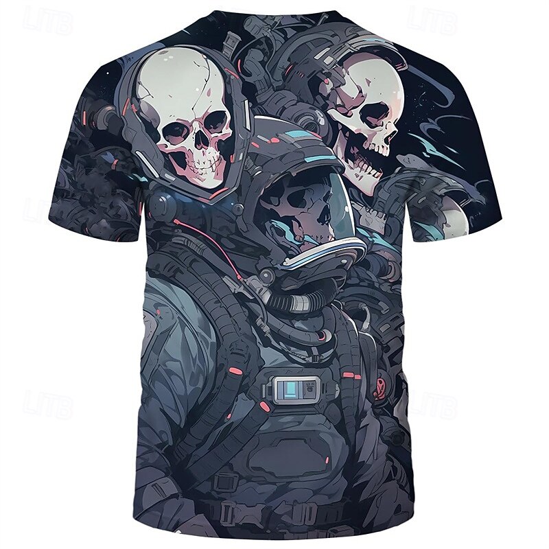 Men's Graphic Skulls Short Sleeve Shirt T shirt Tee Tee Top Short Sleeve T shirt 3D Print Crew Neck Shirt Fashion Designer Casual Vacation Daily Holiday Black Blue Orange Summer Clothing Apparel S M3