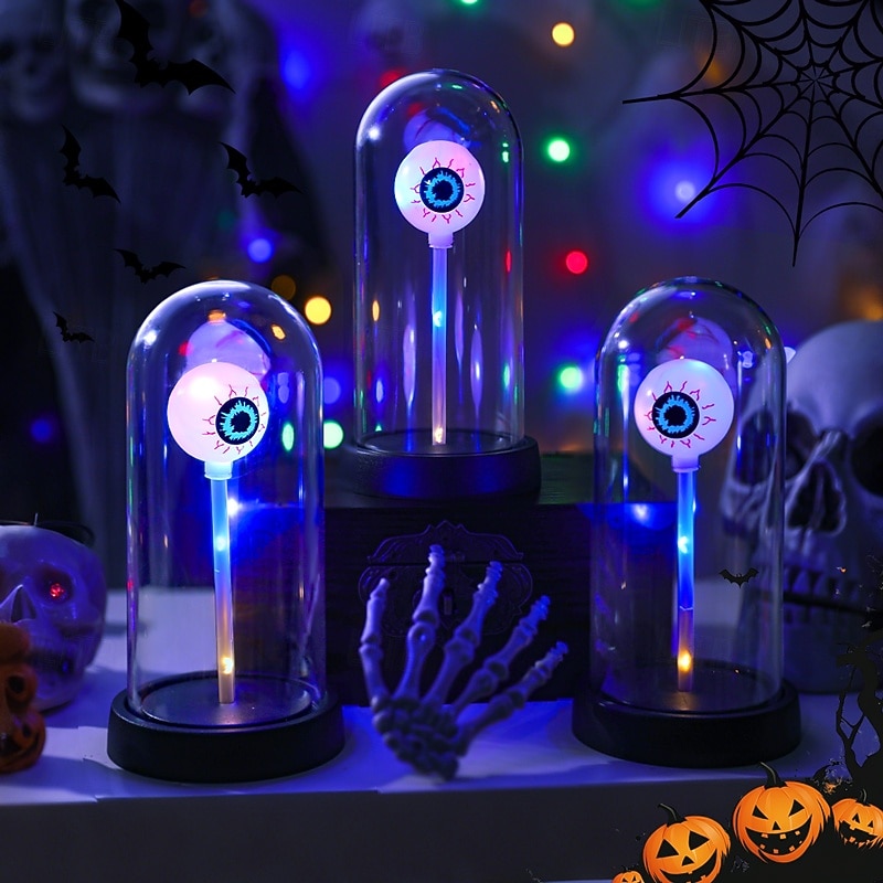 1 Pc 19 * 9.5CM Halloween ghost one eyed LED luminous small night light indoor desktop decoration light colorful warm light party Halloween festive atmosphere decoration light AAA battery