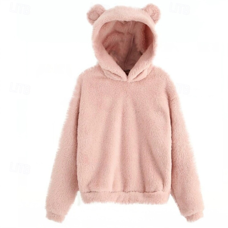 Women's Pullover Hoodie Sweatshirt Plain Casual Long Sleeve Hooded Regular Tops Street Dailywear Black White Pink Wine Purple Fall Winter4