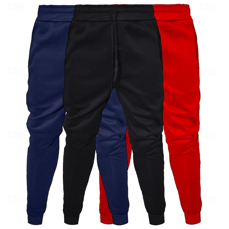 Men's Sweatpants Joggers Fleece Pants Winter Pants Trousers Drawstring Pocket Elastic Waist Solid Color Comfort Warm Full Length Outdoor Daily Going out Fashion Classic Style Black+White+Gray4