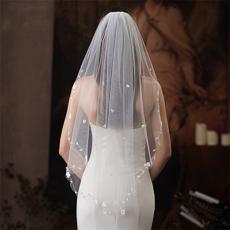 One-tier Comtemporary / Stylish / Classic Style Wedding Veil Elbow Veils with Pure Color 35.43 in (90cm) Tulle2