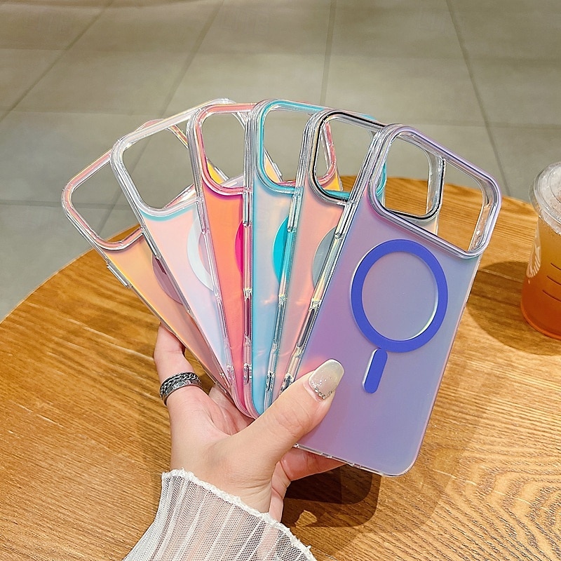 Phone Case For iPhone 17 Pro Max 17 Air 16 15 14 Pro Max 13 Pro Max Back Cover Magnetic Adsorption Support Wireless Charging Non-Yellowing Shockproof Color Gradient TPU2