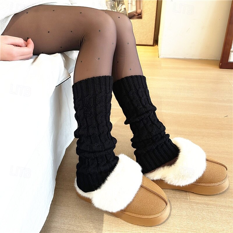 Women Cable Knit Slouch Socks, Fall and Winter Warm Korean Style Leg Warmers, Japanese Inspired Knitted Calf Socks4