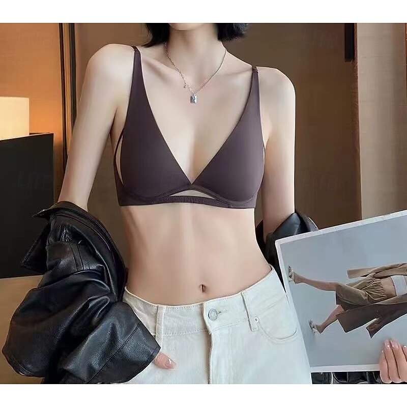 Women's Sexy Lingerie Bra HoleNightwearNylon Daily Wear Solid Colored Black Brown Beige Spring & Summer Fall & Winter2