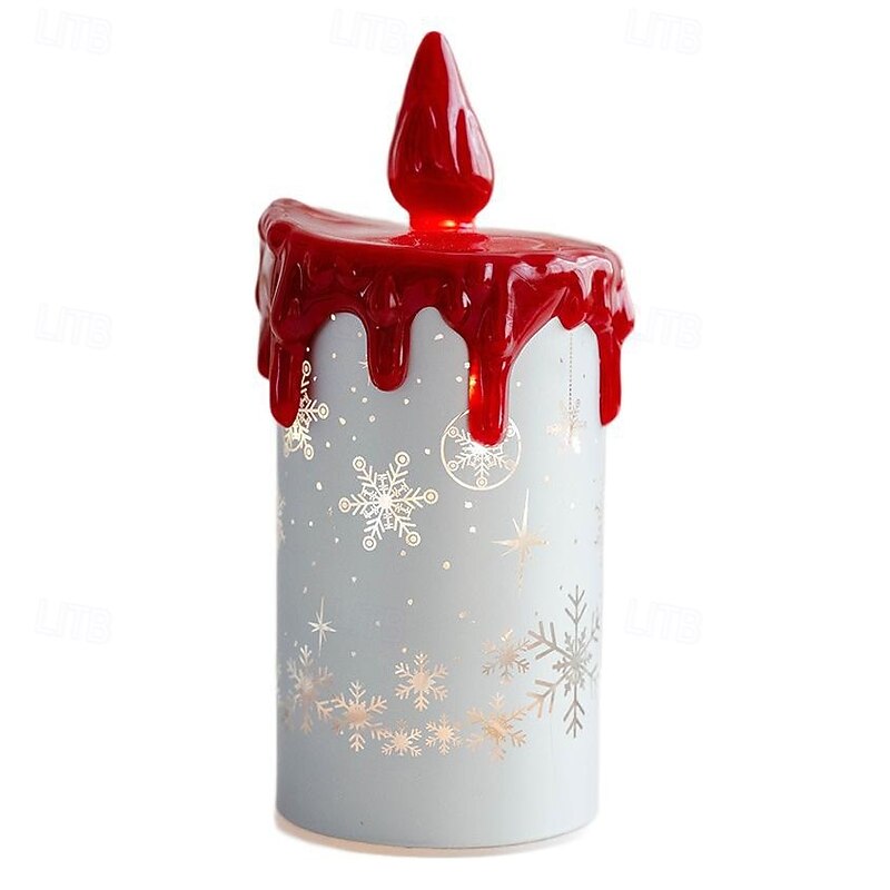 1 Pc Christmas Glass LED Light Handheld Light Electronic Candle Light Wind Light Desktop Ornament Light Atmosphere Light Warm Light AAA Battery Box3