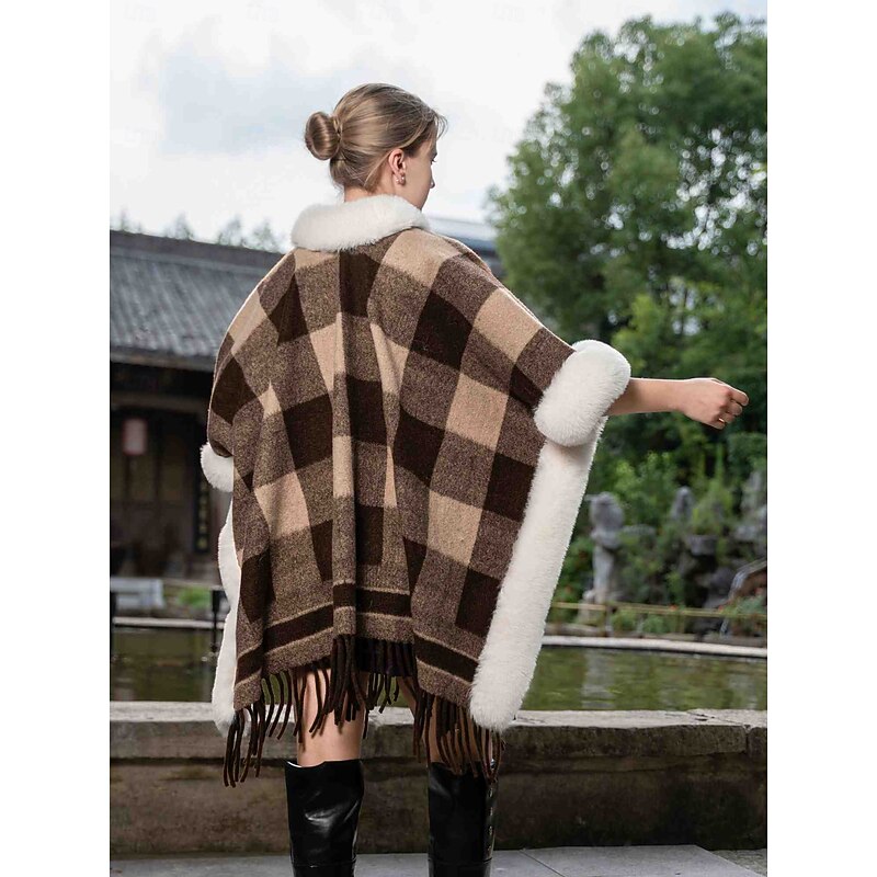 Faux Fur Wraps Elegant Casual Daily Half Sleeve Batwing Sleeve Polyester Wedding Wraps With Tassel For Special Occasion Fall & Winter2