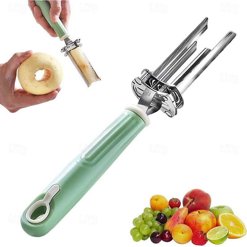 2-in-1 Stainless Steel Pepper Seed Corer Remover Adjustable Corer Tool for Apple, Bell Pepper, Pear, Red Dates Quick and Easy Fruit Vegetable Seeder Tool for Kitchen Gadgets3