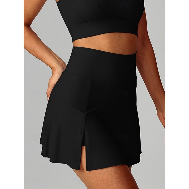 Women's Skirt A Line Fashion Casual Mini High Waist Skirts Plain 2 in 1 Stretchy Sports Outdoor Daily Black White Pink Blue Summer Polyester3