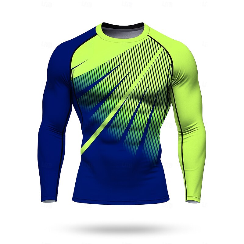 Men's Unisex Running T-Shirt Athletic Shirt Gym Shirt Fitness Shirt Workout Shirt Color Block Long Sleeve Tee Tshirt Geometric UPF 50 UV Resistant Soft Sweat wicking Mountain Bike / MTB Gym Workout