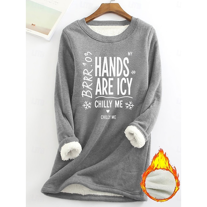 Women's Fleece Lined Pullover Sweatshirt Pajamas Pullover Sweatshirt Pullover Sweatshirts Letter Warm Streetwear Casual Long Sleeve Crew Neck Long Tops Home Dailywear Casual Print Black Yellow Pink2