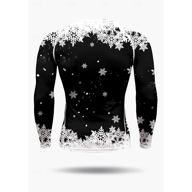 Christmas Men's Compression Shirt Running Shirt Long Sleeve Tee Tshirt Letter Quick Dry Compression Power Flex Moisture Wicking Gym Workout Active Training Exercise Sportswear Activewear Black2