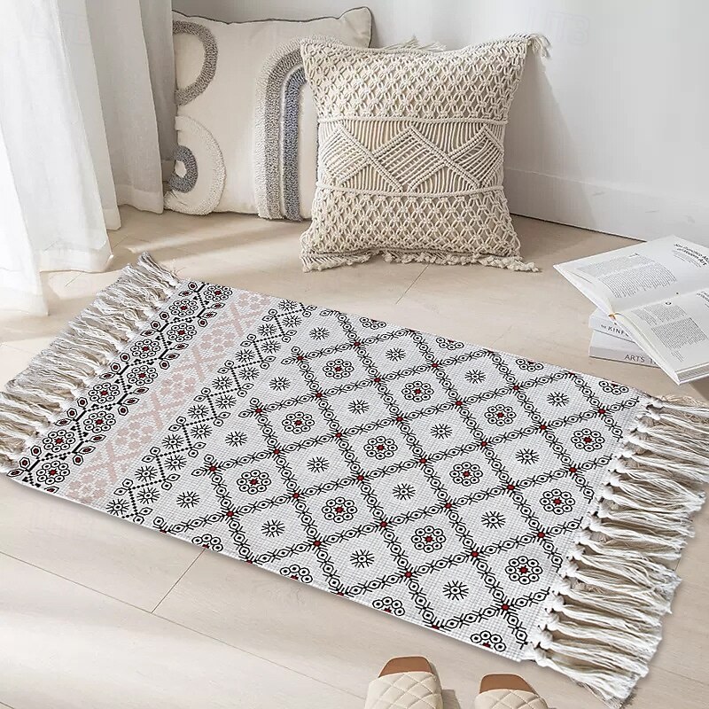 Bohemian Outdoor Camping Rug For Picnic Travel Easy Care Woven Floor Mat Ethnic Style Decorative Carpet Durable Portable Washable Home Garden Patio Guesthouse Area Accent4