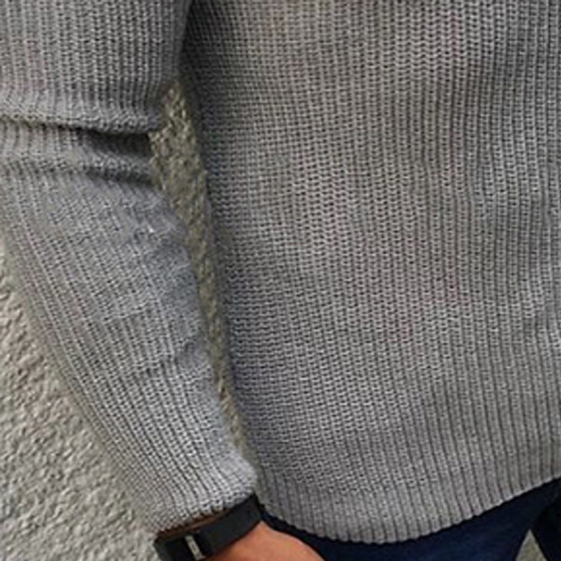Men's Sweater Pullover Sweater Jumper Ribbed Knit Regular Tops Knitted Slim Fit Plain Crew Neck Knitwear Contemporary Casual Daily Wear Clothing Apparel Spring Fall Black Gray S M L4